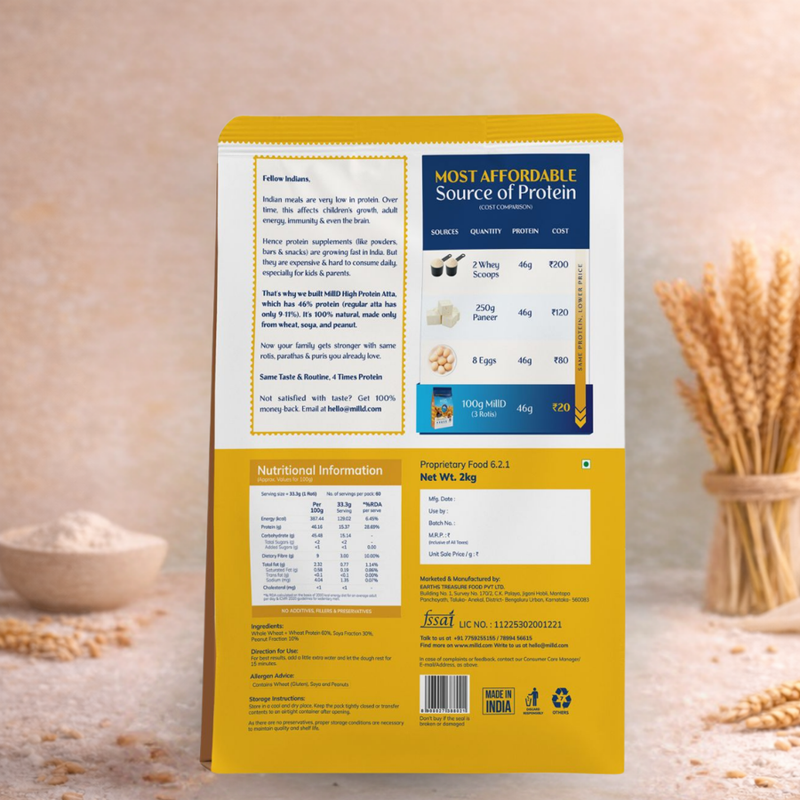 Mill'D 460 Grams Protein in 1kg Atta