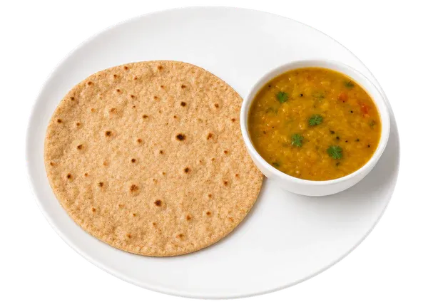 Soft whole wheat roti made with MillD High Protein Atta served with dal